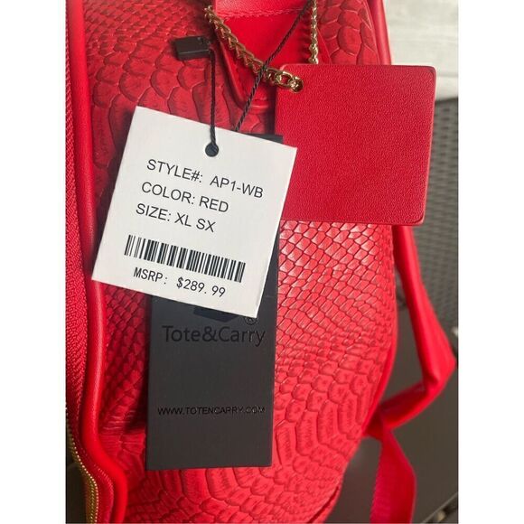 NWT Tote & Carry Red Faux Snake Skin Bag - Picture 9 of 12